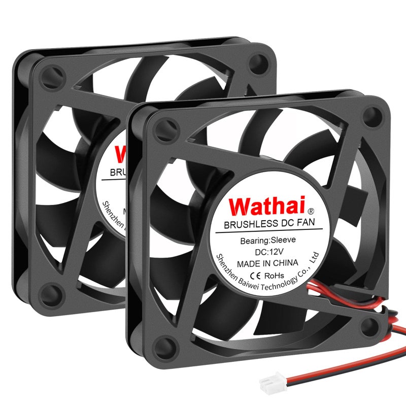 Wathai DC Exhaust Cooler Fan 60mm x 60mm x 15mm 12V 2Pin Brushless Cooling Fan - Image 1